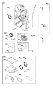 Crankcase Cover/Sump Group Diagram and Parts List for 540477-2224-01 400000 - 699999 Briggs and Stratton Engine